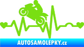 Samolepka Srdeční tep 013 levá motorkář zelená kawasaki