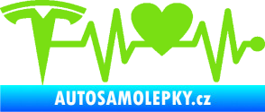 Samolepka Srdeční tep 043 levá Tesla zelená kawasaki