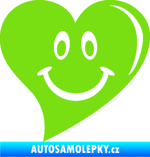 Samolepka Srdíčko 014 pravá s úsměvem zelená kawasaki
