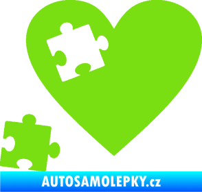 Samolepka Srdíčko 022 levá vypadlý puzzlík zelená kawasaki
