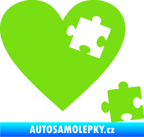Samolepka Srdíčko 022 pravá vypadlý puzzlík zelená kawasaki