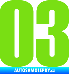 Samolepka Startovní číslo 03 typ 2   zelená kawasaki