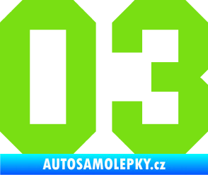 Samolepka Startovní číslo 03 zelená kawasaki