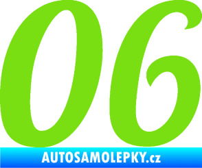 Samolepka Startovní číslo 06 typ 3 zelená kawasaki