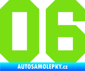 Samolepka Startovní číslo 06 zelená kawasaki