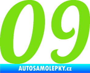 Samolepka Startovní číslo 09 typ 3  zelená kawasaki