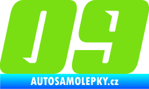 Samolepka Startovní číslo 09 typ 6 zelená kawasaki