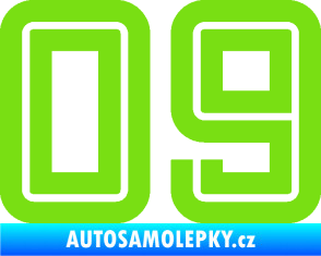 Samolepka Startovní číslo 09 typ 7 zelená kawasaki