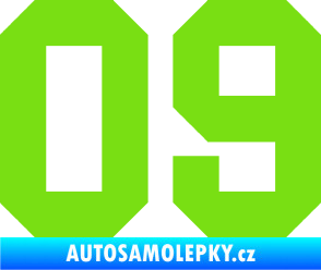 Samolepka Startovní číslo 09 zelená kawasaki