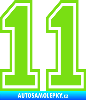 Samolepka Startovní číslo 11 typ 4 zelená kawasaki