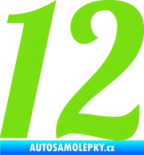 Samolepka Startovní číslo 12 typ 3    zelená kawasaki
