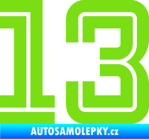 Samolepka Startovní číslo 13 typ 7 zelená kawasaki