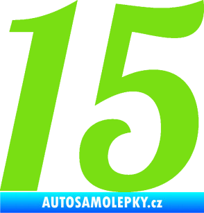 Samolepka Startovní číslo 15 typ 3      zelená kawasaki