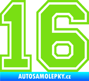Samolepka Startovní číslo 16 typ 4 zelená kawasaki