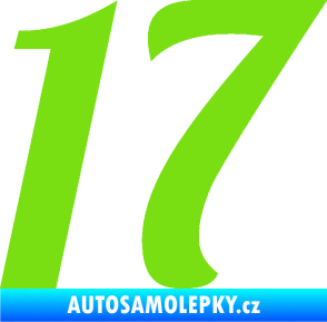 Samolepka Startovní číslo 17 typ 3        zelená kawasaki
