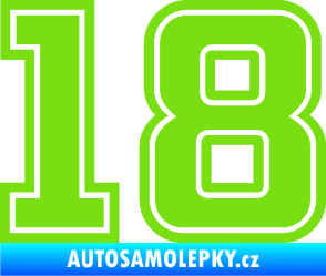Samolepka Startovní číslo 18 typ 5 zelená kawasaki
