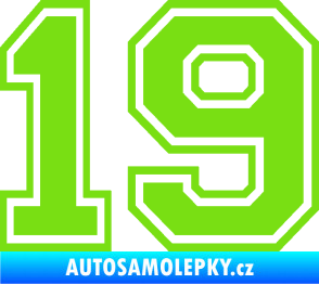 Samolepka Startovní číslo 19 typ 4 zelená kawasaki