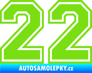 Samolepka Startovní číslo 22 typ 4 zelená kawasaki