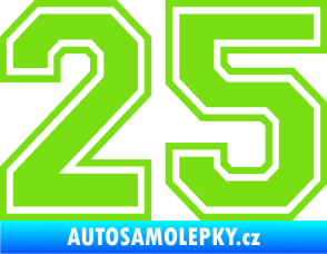 Samolepka Startovní číslo 25 typ 4 zelená kawasaki