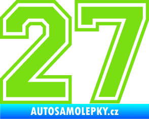 Samolepka Startovní číslo 27 typ 4 zelená kawasaki