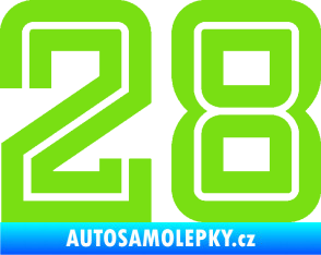 Samolepka Startovní číslo 28 typ 7 zelená kawasaki