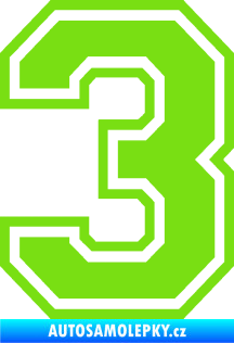 Samolepka Startovní číslo 3 typ 4 zelená kawasaki