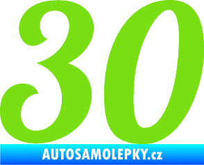 Samolepka Startovní číslo 30 typ 3 zelená kawasaki