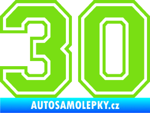 Samolepka Startovní číslo 30 typ 4 zelená kawasaki