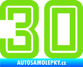 Samolepka Startovní číslo 30 typ 7 zelená kawasaki