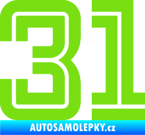 Samolepka Startovní číslo 31 typ 7 zelená kawasaki