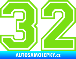 Samolepka Startovní číslo 32 typ 4 zelená kawasaki