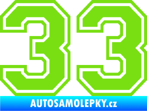 Samolepka Startovní číslo 33 typ 4 zelená kawasaki