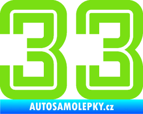 Samolepka Startovní číslo 33 typ 7 zelená kawasaki