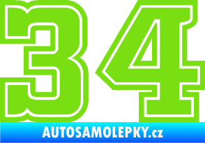 Samolepka Startovní číslo 34 typ 5 zelená kawasaki