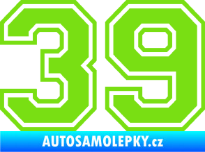 Samolepka Startovní číslo 39 typ 4 zelená kawasaki