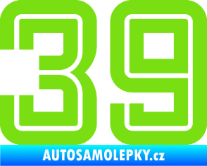 Samolepka Startovní číslo 39 typ 7 zelená kawasaki