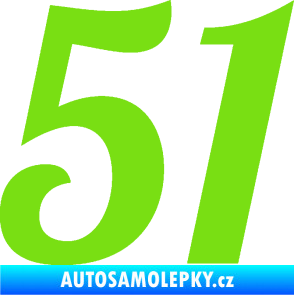Samolepka Startovní číslo 51 typ 3 zelená kawasaki