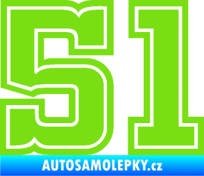 Samolepka Startovní číslo 51 typ 5 zelená kawasaki