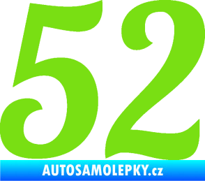 Samolepka Startovní číslo 52 typ 3 zelená kawasaki