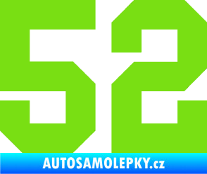 Samolepka Startovní číslo 52 zelená kawasaki