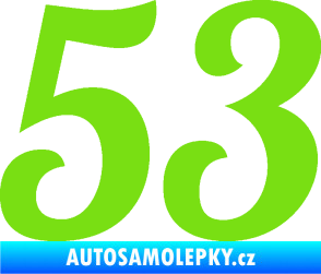 Samolepka Startovní číslo 53 typ 3 zelená kawasaki