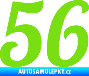 Samolepka Startovní číslo 56 typ 3 zelená kawasaki