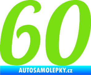 Samolepka Startovní číslo 60 typ 3 zelená kawasaki