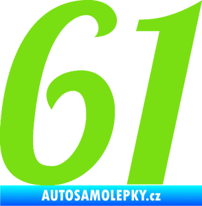 Samolepka Startovní číslo 61 typ 3 zelená kawasaki