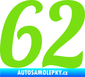 Samolepka Startovní číslo 62 typ 3 zelená kawasaki