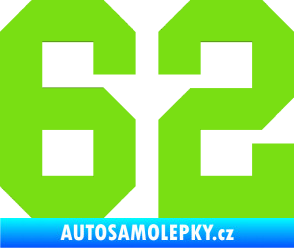 Samolepka Startovní číslo 62 zelená kawasaki