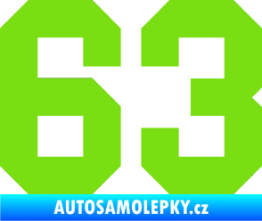 Samolepka Startovní číslo 63 zelená kawasaki