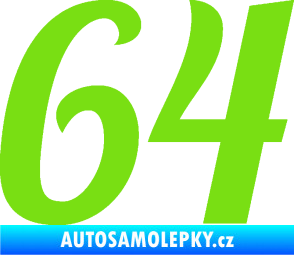 Samolepka Startovní číslo 64 typ 3 zelená kawasaki