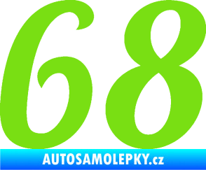 Samolepka Startovní číslo 68 typ 3 zelená kawasaki