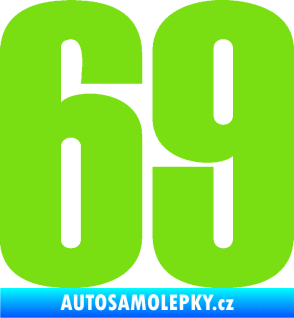 Samolepka Startovní číslo 69 typ 2        zelená kawasaki